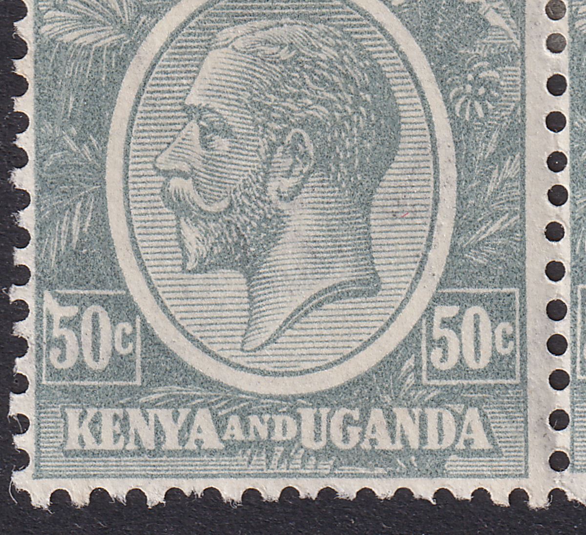 Kenya and Uganda 1922 KGV 50c Broken Value Tablet Variety Pair Mint SG85var