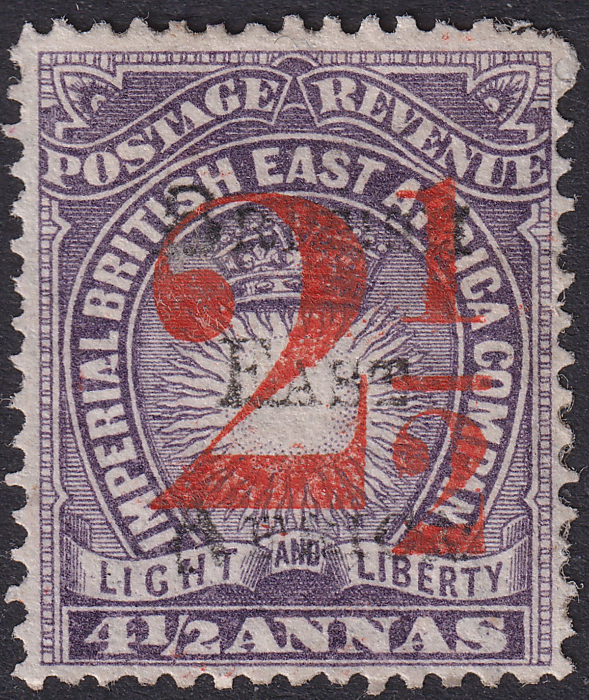British East Africa 1895 QV 2½a Surcharge on 4½a Dull Violet Mint SG48 cat £250