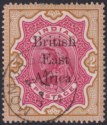British East Africa 1895 QV Opt on India 2r Carm + Yel-Brn Used SG61 c£250 TEAR