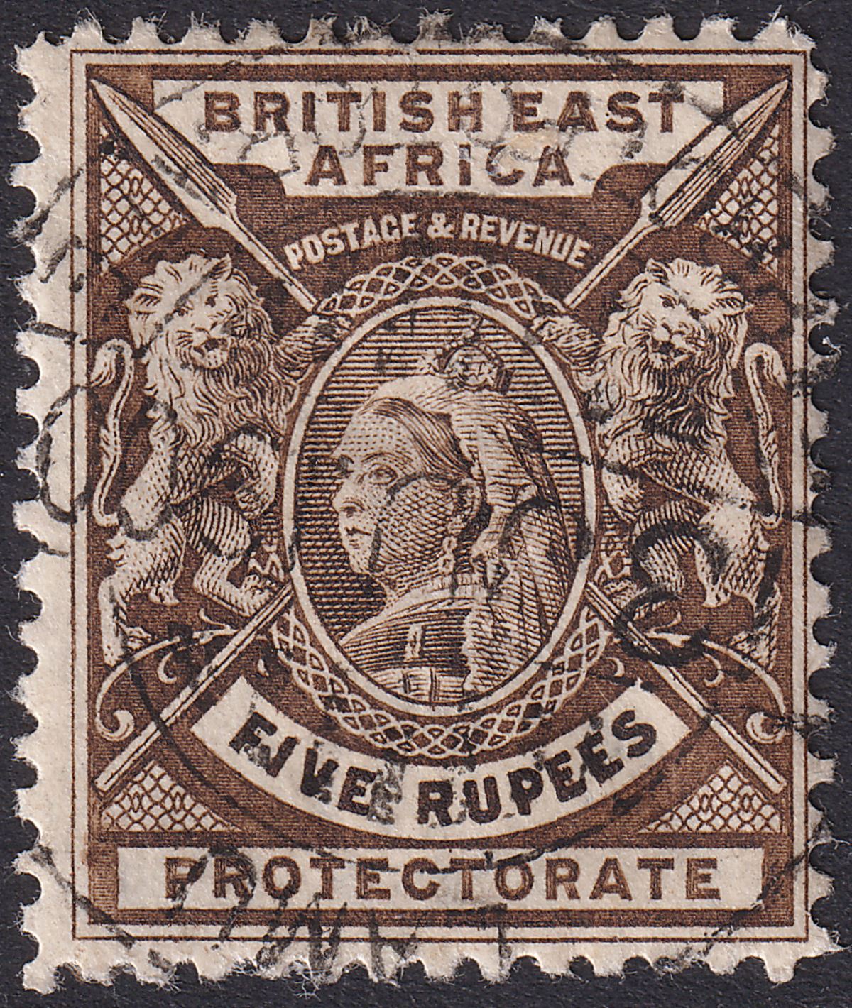 British East Africa 1896 QV 5r Sepia Used SG79 cat £60