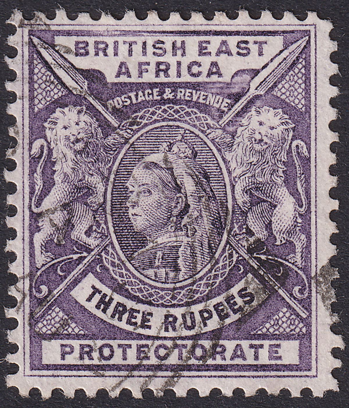 British East Africa 1896 QV 3r Deep Violet Used SG77 cat £50