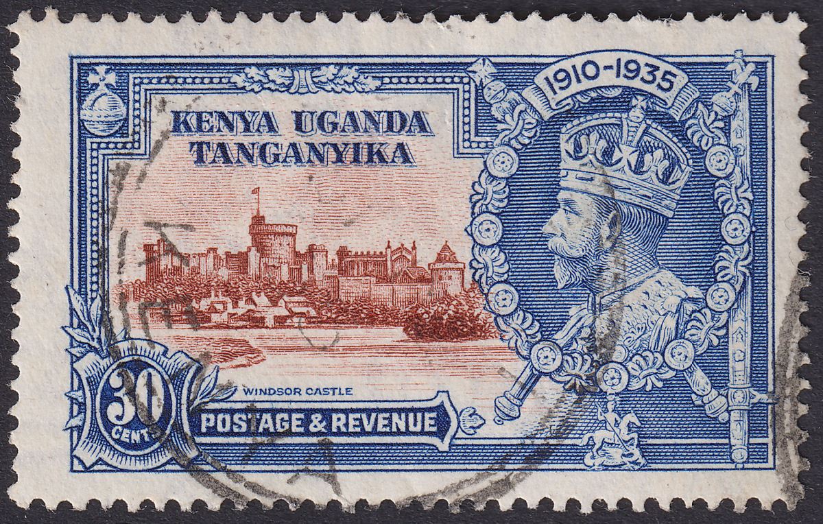 Kenya Uganda Tanga 1935 KGV Silver Jubilee 30c Line By Turret Used SG125f c£225