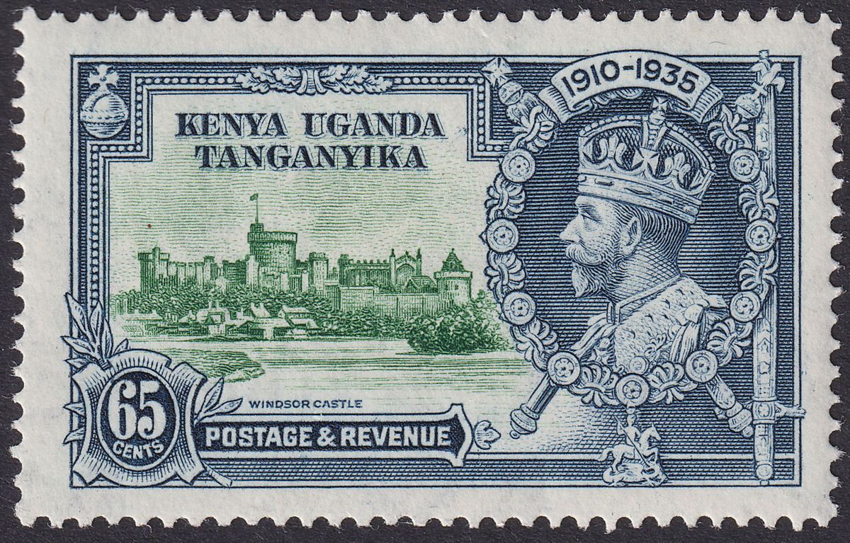 Kenya Uganda Tanga 1935 KGV Silver Jubilee 65c Line By Turret Mint SG126f c£250