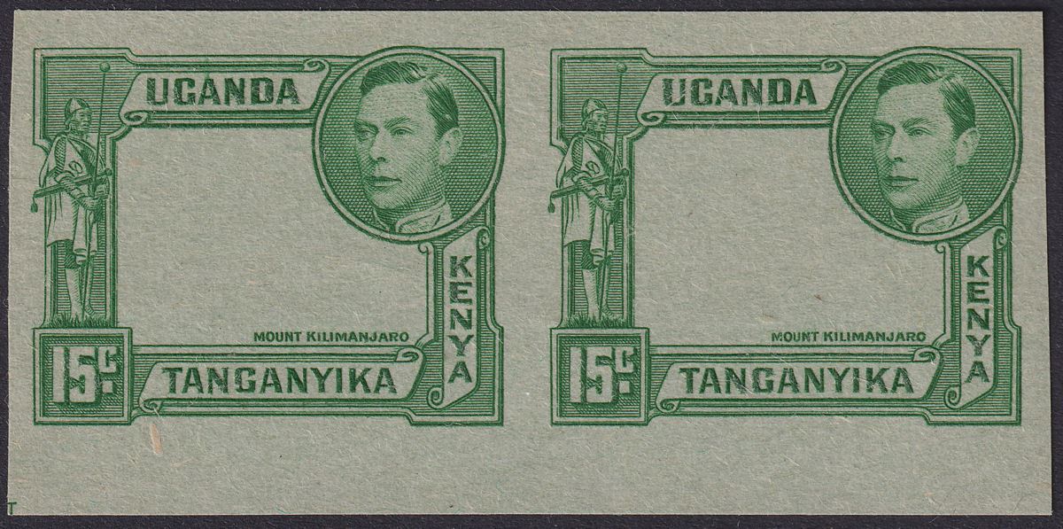 Kenya Uganda Tanganyika 1952 KGVI 15c Frame Only Ungummed Printers Proof SG138P