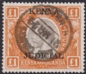 Kenya 1928 KGV Judicial Revenue London Overprint £1 Orange + Brown Used BF31