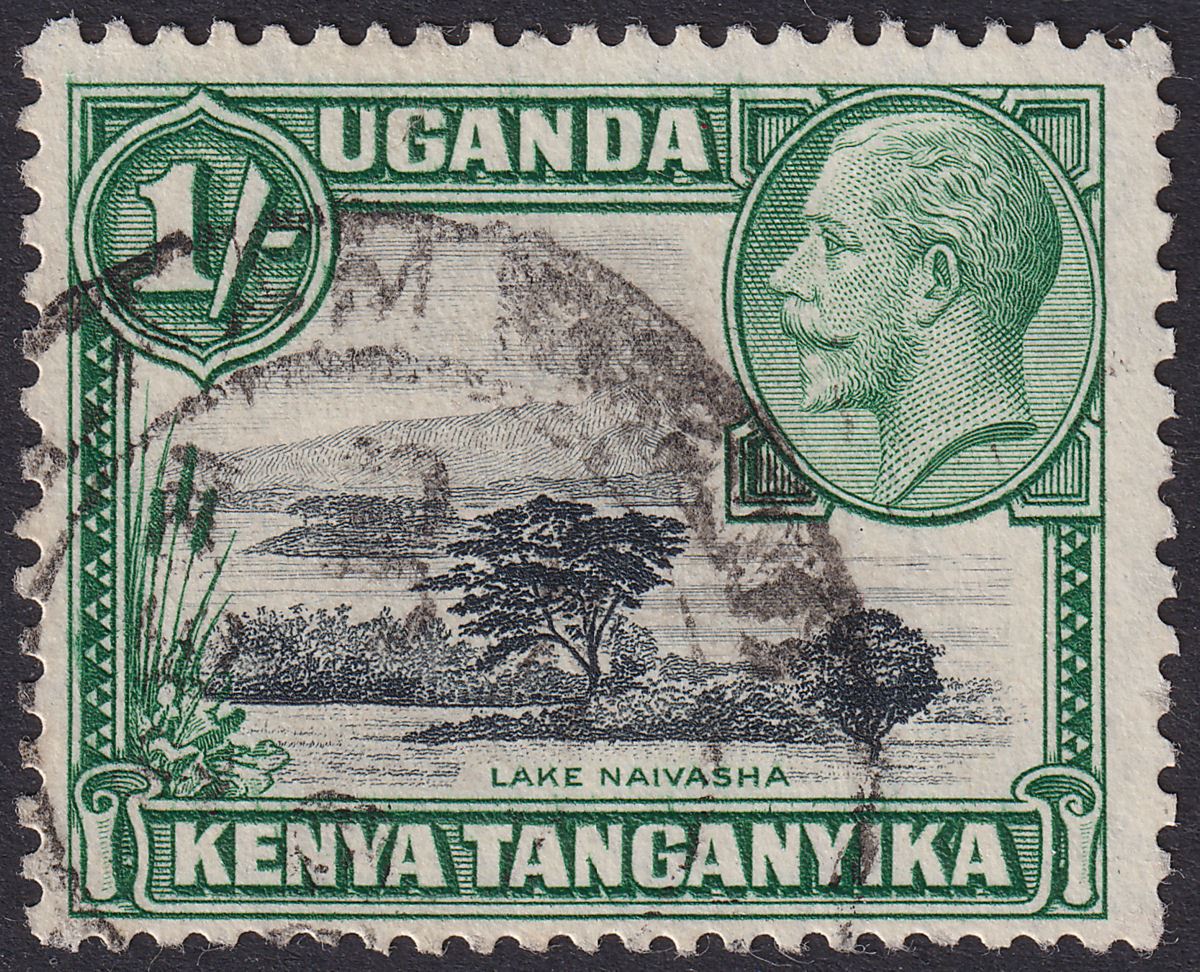 Kenya Uganda Tanganyika 1936 KGV 1sh Black + Green p13x12 Used SG118b cat £140