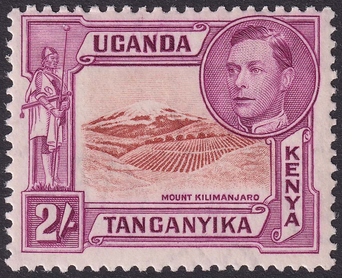 Kenya Uganda Tanganyika 1938 KGVI 2sh Lake + Bright Purple p13¼ Mint SG146 c£180
