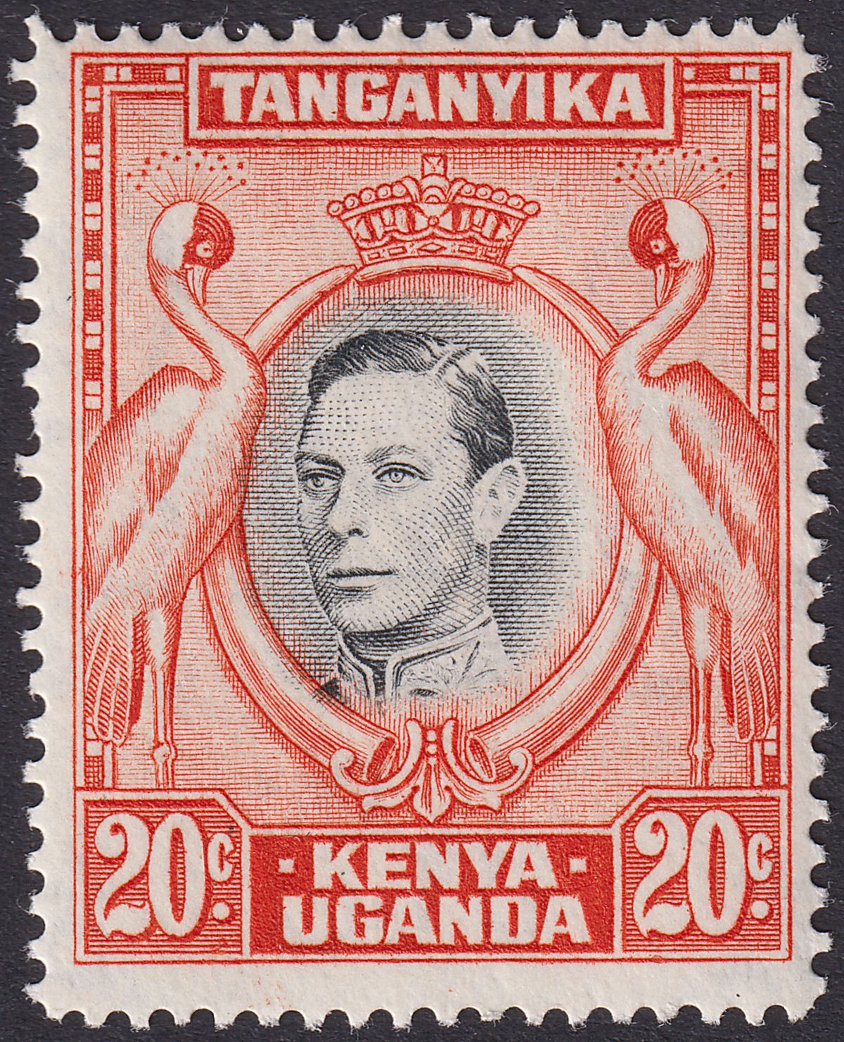 Kenya Uganda Tanganyika 1941 KGVI 20c Black and Orange p14 Mint SG139a cat £55