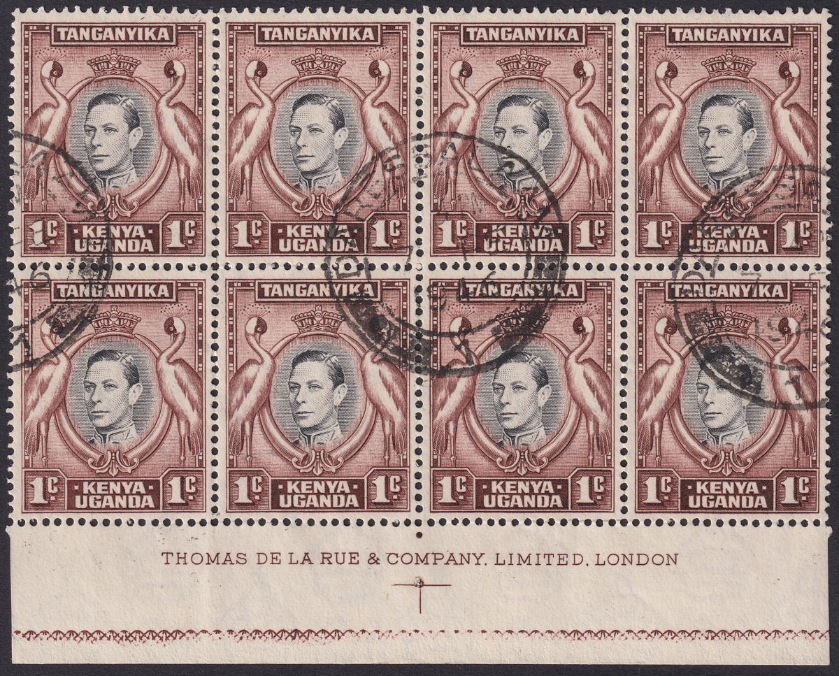 Kenya Uganda Tanganyika 1942 KGVI 1c Retouched Value Tablet Used SG131ad c£80+