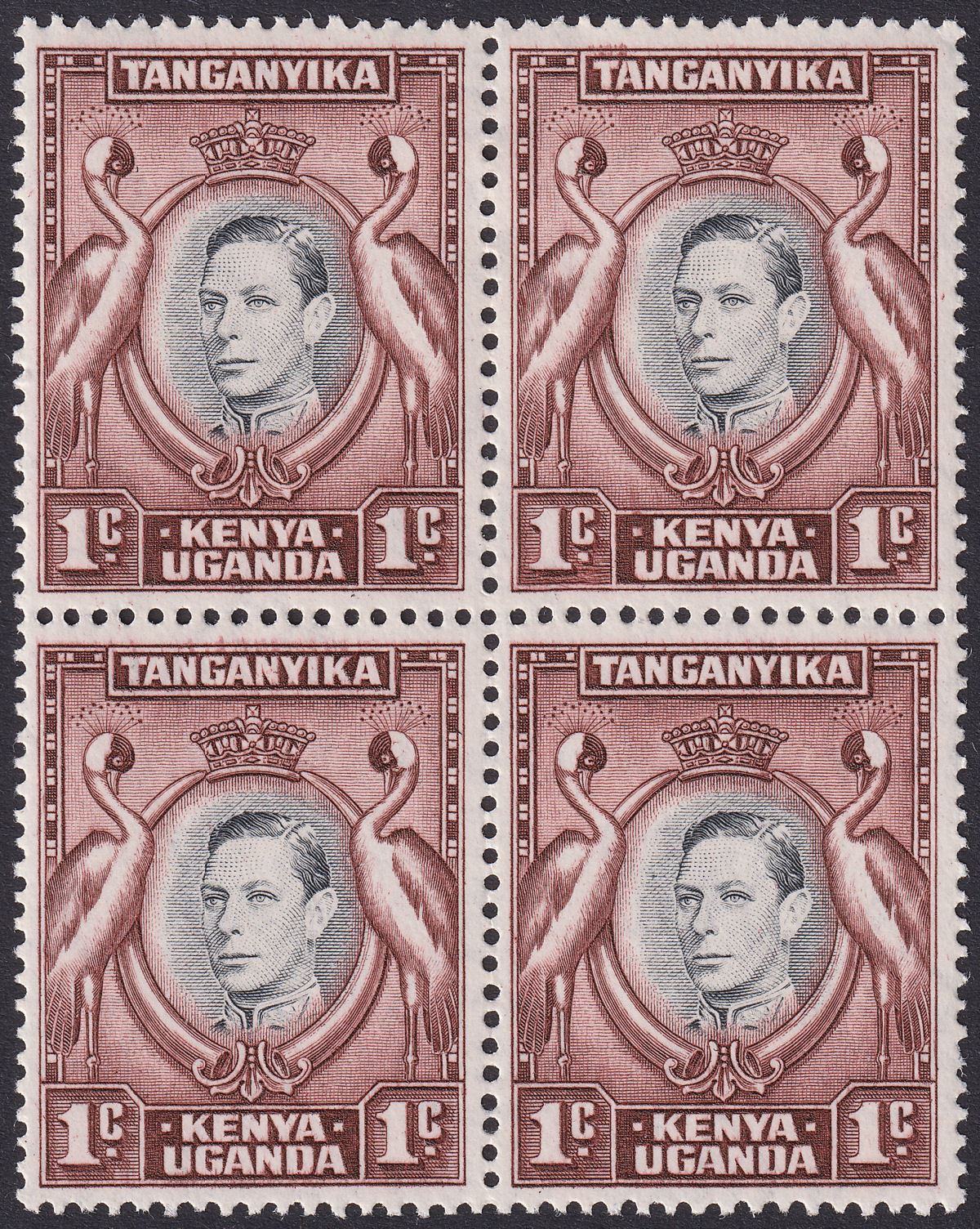 Kenya Uganda Tanganyika 1942 KGVI 1c Retouched Value Tablet Mint SG131ad c£45+