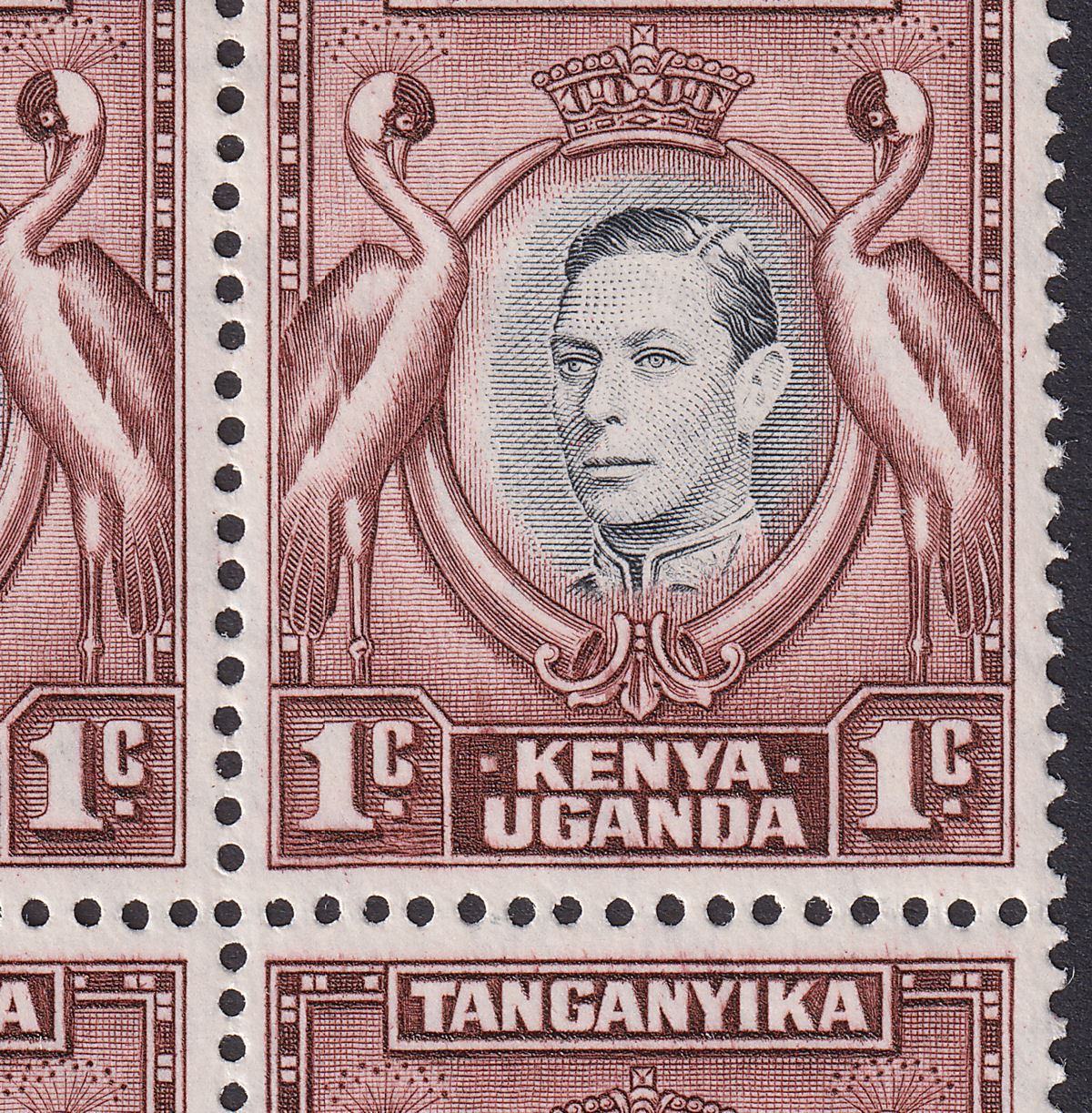 Kenya Uganda Tanganyika 1942 KGVI 1c Retouched Value Tablet Mint SG131ad c£45+