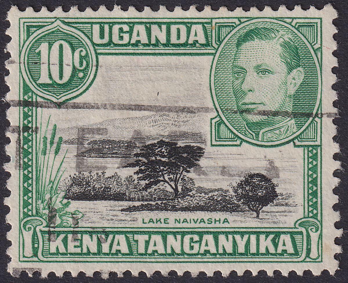 Kenya Uganda Tanganyika 1949 KGVI 10c with Mountain Retouch Used SG135a c£160