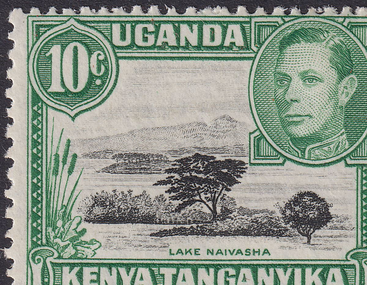 Kenya Uganda Tanganyika 1949 KGVI 10c Block w Mountain Retouch Mint SG135a c£110