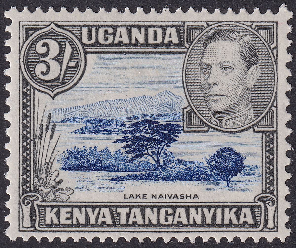 Kenya Uganda Tanganyika 1947 KGVI 3sh Dp Violet-Blue p13x11¾ Mint SG147a cat £85