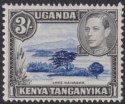 Click for more photos and details Kenya Uganda Tanganyika 1947 KGVI 3sh Dp Violet-Blue p13x11¾ Mint SG147a cat £85