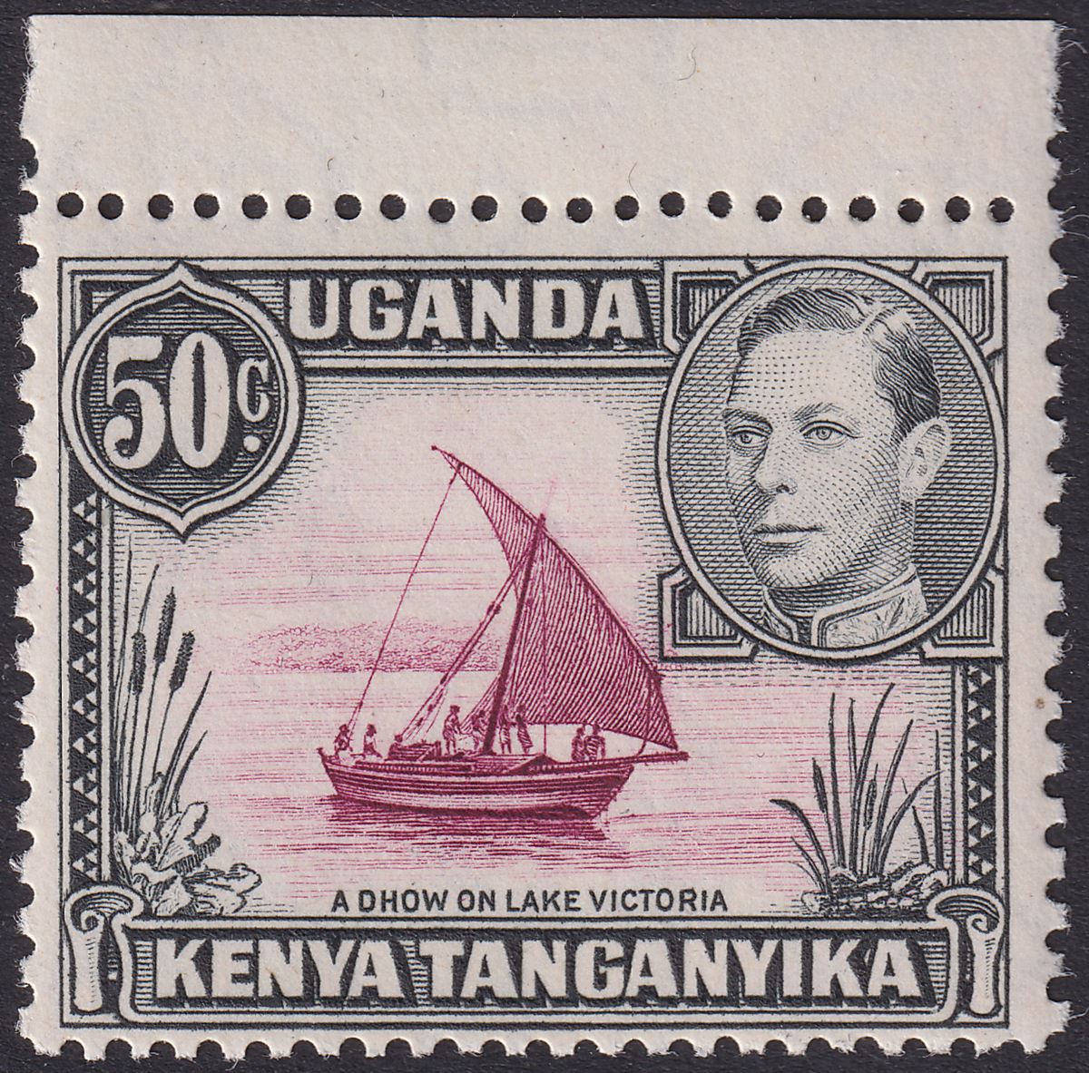 Kenya Uganda Tanganyika 1948 KGVI 50c Brown-Purple + Black Mint SG144c cat £130