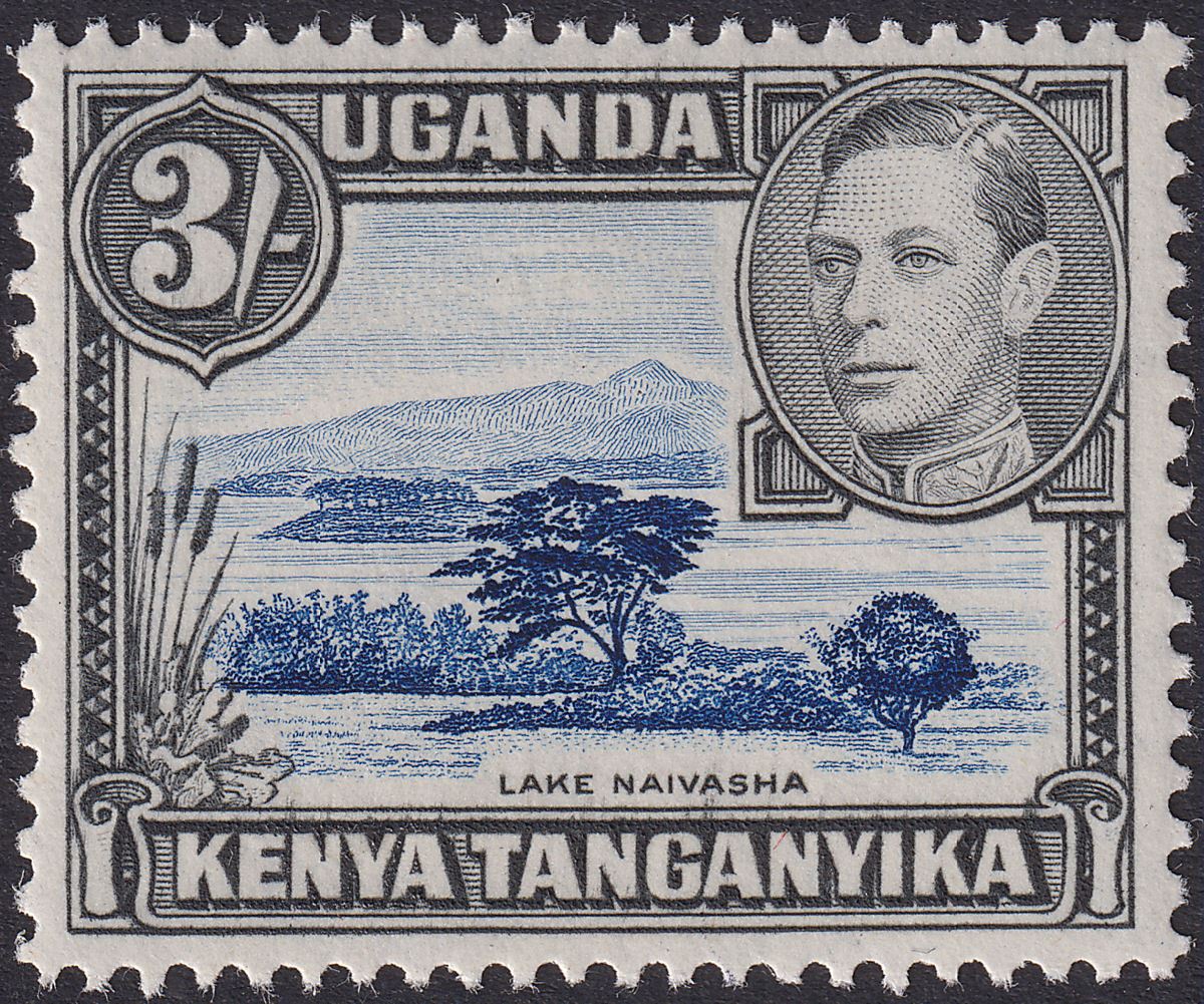 Kenya Uganda Tanganyika 1950 KGVI 3sh Deep Violet-Blue p13x12½ Mint SG147ac c£55