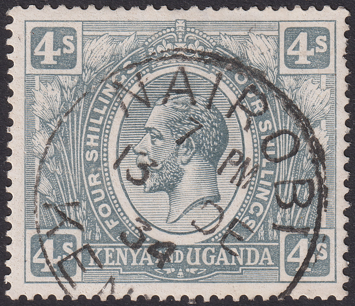 Kenya and Uganda 1925 KGV 4sh Grey wmk to Right of CA Used SG91w cat £250
