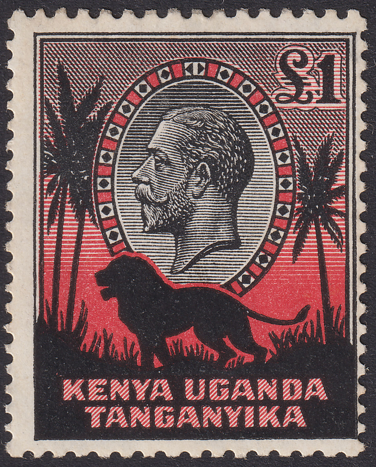 Kenya Uganda Tanganyika 1935 KGV £1 Black and Red Mint SG123 cat £325 TONES