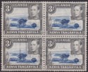 Kenya Uganda Tanganyika 1938 KGVI 3sh p13x11¾ Block Fiscally Used SG147