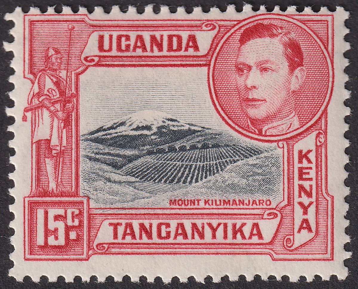 Kenya Uganda Tanganyika 1938 KGVI 15c Black and RoseRed p13¼ Mint