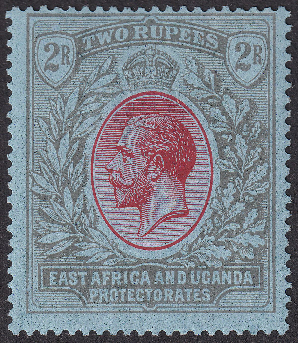East Africa & Uganda 1921 KGV 2r Red and Black on Blue Mint SG72 cat £75