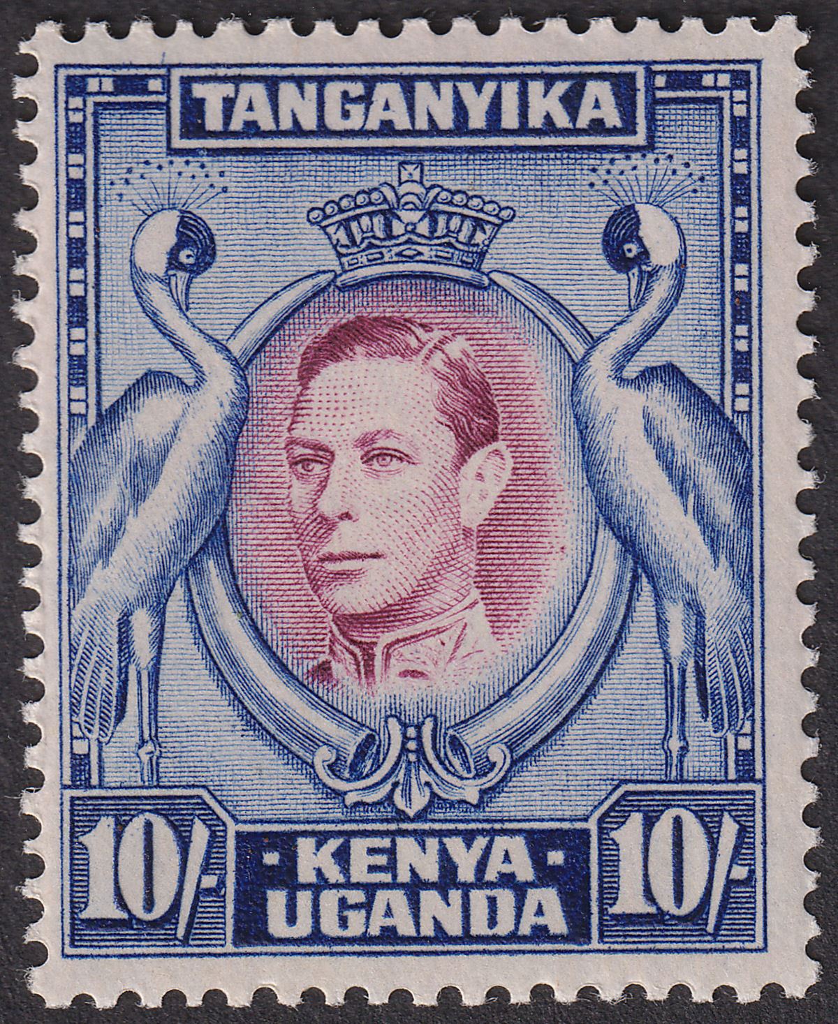 Kenya Uganda Tanganyika 1944 KGVI 10sh Purple + Blue p13¼x13¾ Mint SG149b cat£55