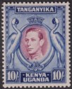 Click for more photos and details Kenya Uganda Tanganyika 1944 KGVI 10sh Purple + Blue p13¼x13¾ Mint SG149b cat£55