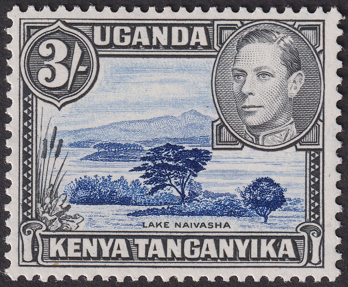 Kenya Uganda Tanganyika 1950 KGVI 3sh Vi-Blue + Black p13x12½ Mint SG147ac c£45