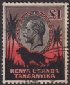 Click for more photos and details Kenya, Uganda Tanganyika 1935 KGV £1 Black and Red Used* SG123 cleaned fiscal