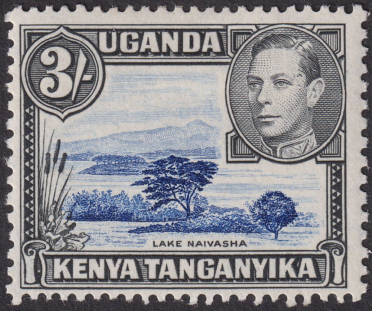 Kenya Uganda Tanganyika 1947 KGVI 3sh Dp VioletBlue + Black p13x11¾