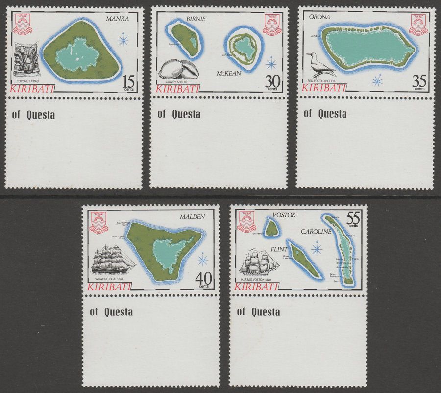 Kiribati 1986 QEII Island Maps Mint Set SG256-260