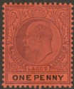Click for more photos and details Lagos 1904 KEVII 1d Purple and Black on Red Ordinary Paper Mint SG55