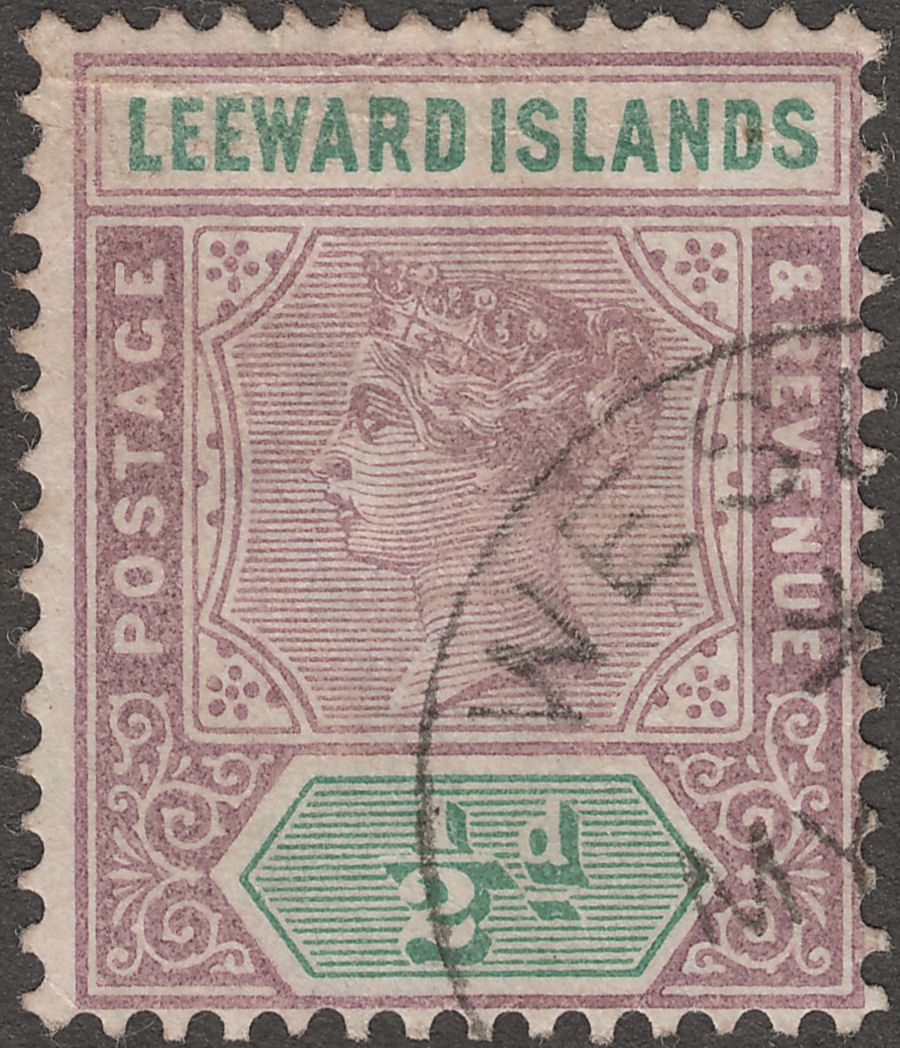 Leeward Islands 1890 ½d Used WESLEY Dominica Postmark