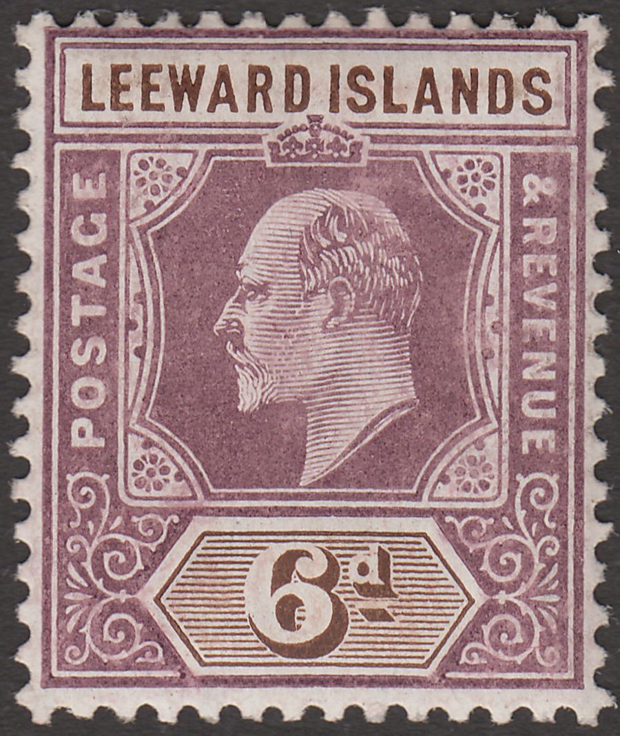 Leeward Islands 1908 KEVII 6d Dull Purple and Brown Mint SG34