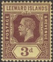 Click for more photos and details Leeward Islands 1913 KGV 3d Purple on Yellow with White Back Mint SG51a
