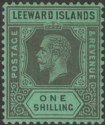 Click for more photos and details Leeward Islands 1931 KGV 1sh Black on Emerald Die I Mint SG87
