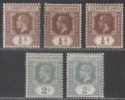 Leeward Islands 1912 King George V ¼d Brown  2d Slate-Grey Shades Mint SG46 SG49