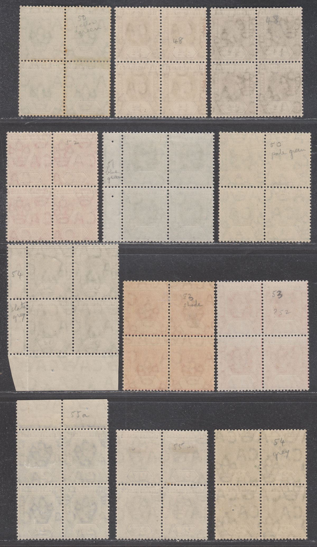 Leeward Islands 1912 King George V Block Set to 2½d with shades Mint SG46-50a