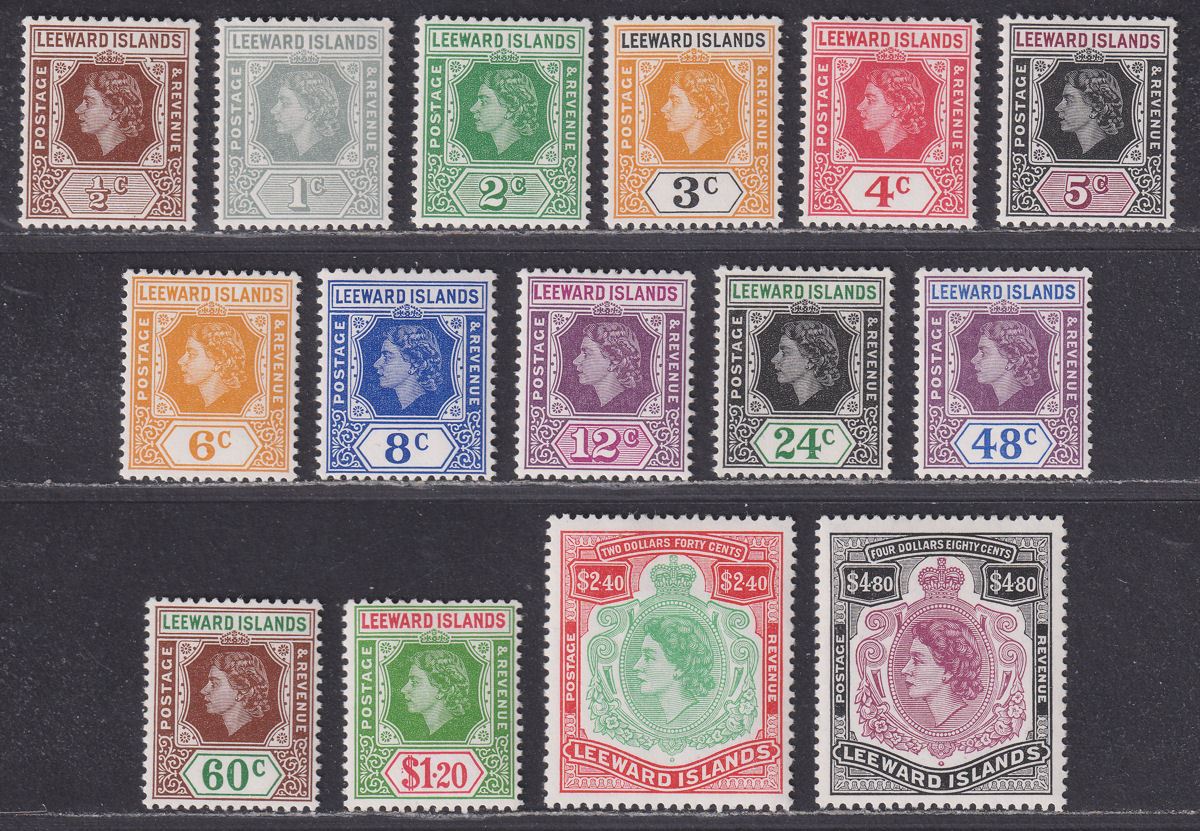 Leeward Islands 1954 Queen Elizabeth II Set Mint SG126-140 cat £75