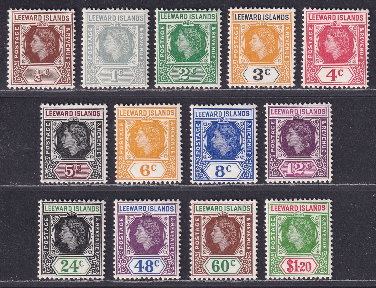 Leeward Islands 1954 QEII Short Set to $1.20 Mint SG126-138 cat £30