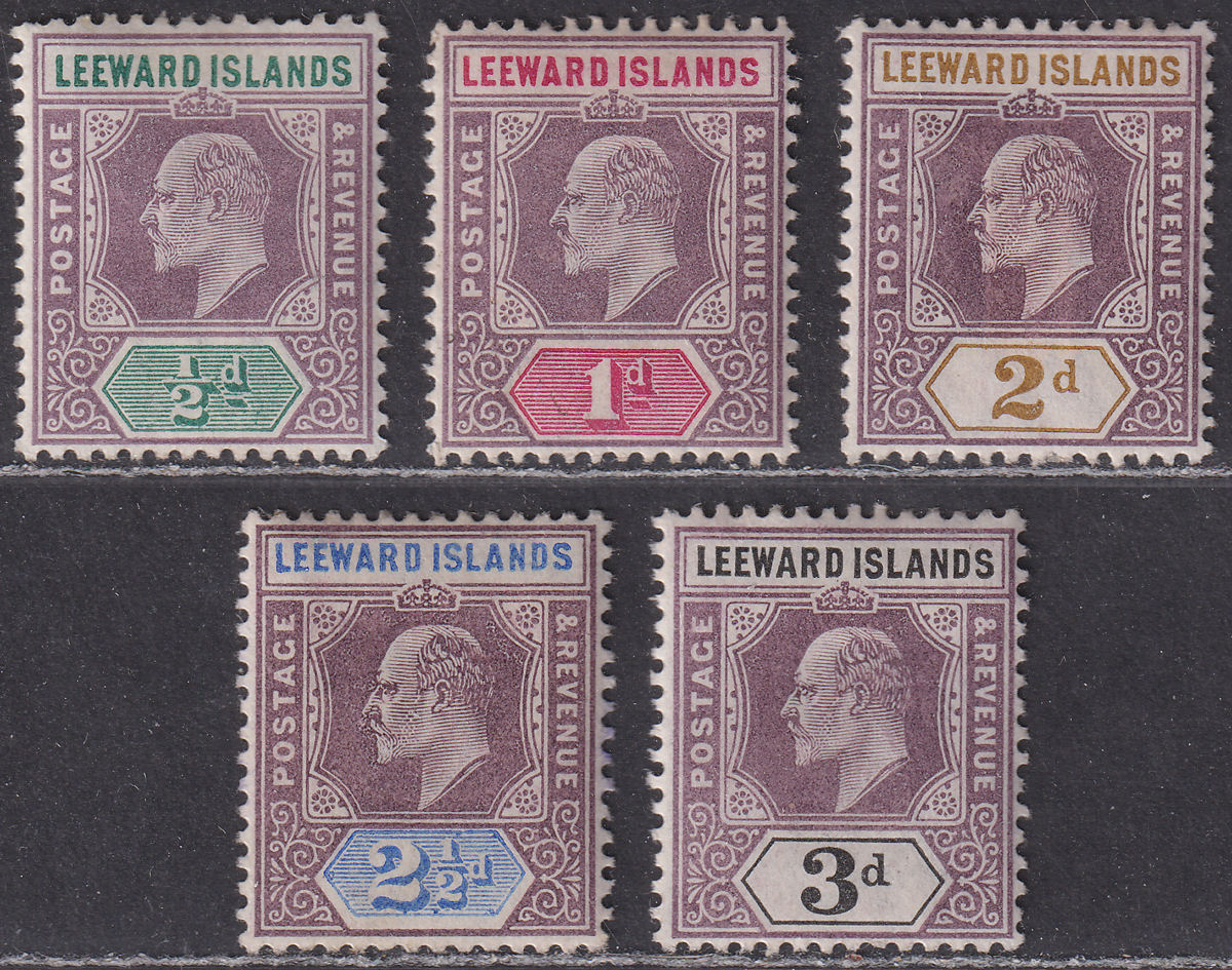 Leeward Islands 1902 King Edward VII Set to 3d Mint SG20-24 cat £38