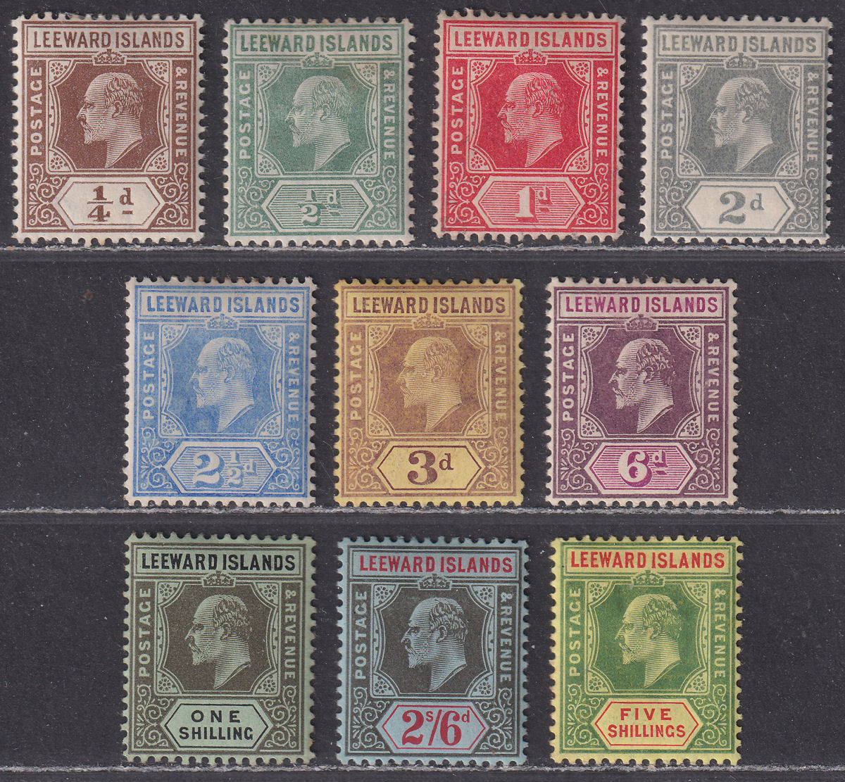 Leeward Islands 1907-11 King Edward VII Set Mostly Mint SG36-45 cat £150 - TONES