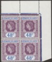Click for more photos and details Leeward Islands 1954 QEII 48c Dull Purple and Ultramarine Four Block Mint SG136
