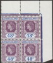 Leeward Islands 1954 QEII 48c Dull Purple and Ultramarine Four Block Mint SG136