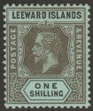 Leeward Islands 1917 KGV 1sh Black on Blue-Green with Olive Back Mint SG54b