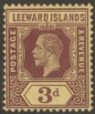 Click for more photos and details Leeward Islands 1913 KGV 3d Purple on Yellow with White Back Mint SG51a