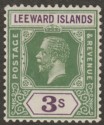 Click for more photos and details Leeward Islands 1922 KGV 3sh Deep Green and Deep Violet Mint SG76