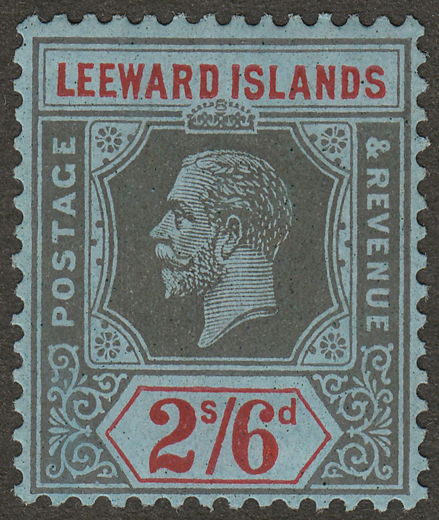 Leeward Islands 1923 KGV 2sh6d Black and Red on Blue Mint SG75