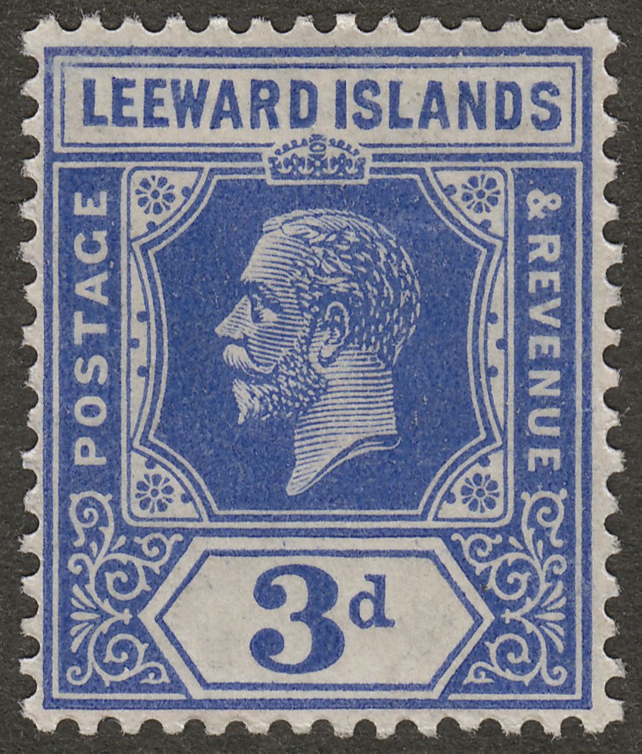 Leeward Islands 1925 KGV 3d Deep Ultramarine Mint SG68a